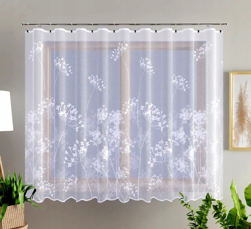 Pitypang jacquard függöny, fehér 200x175cm méret (szegélyekkel)