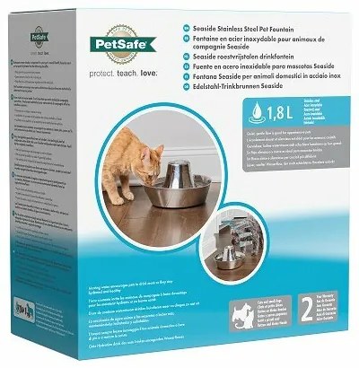 PetSafe® Seaside rozsdamentetlen acélból készültszökőkút 1,8 l