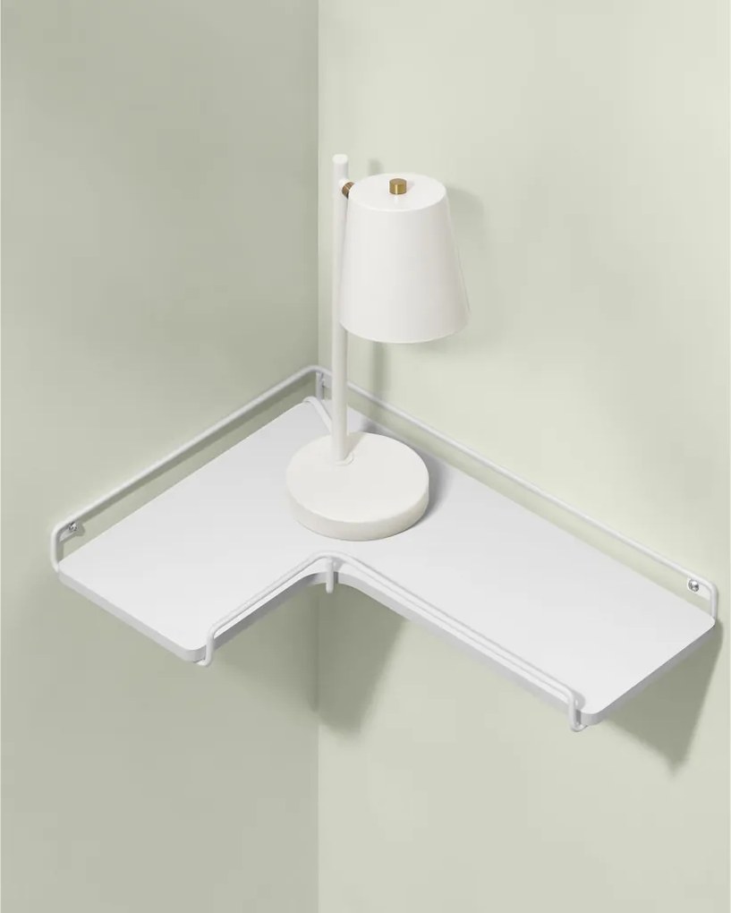 2 darabos sarok fali polc, fehér 40x29x4cm