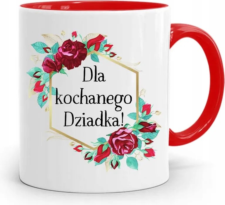 Piros Bögre Ajándék Szeretett Nagypapának fényképes nyomtatással