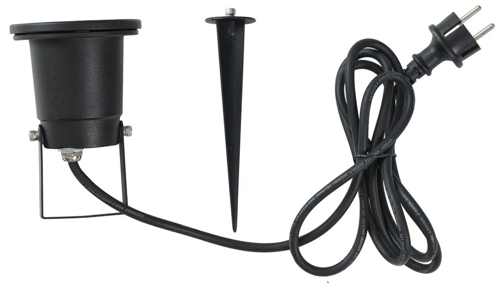 Modern fekete kerti spotlámpa LED-del, dőnthető, kábellel és dugóval 250cm IP65 - Basic