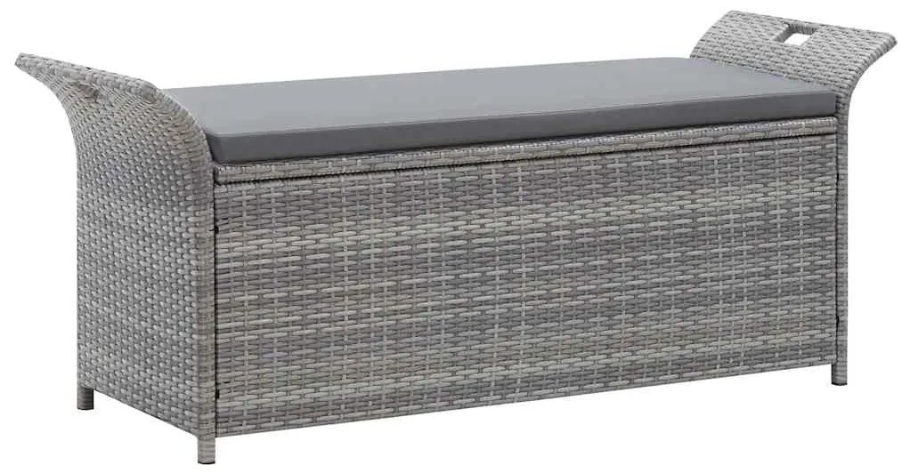 vidaXL szürke polyrattan tárolópad párnával 138 cm