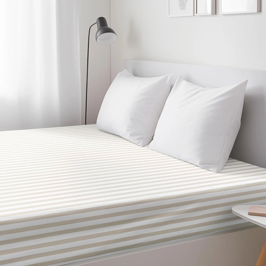 Goldea pamut gumis lepedő - latte csíkos 90 x 200 cm