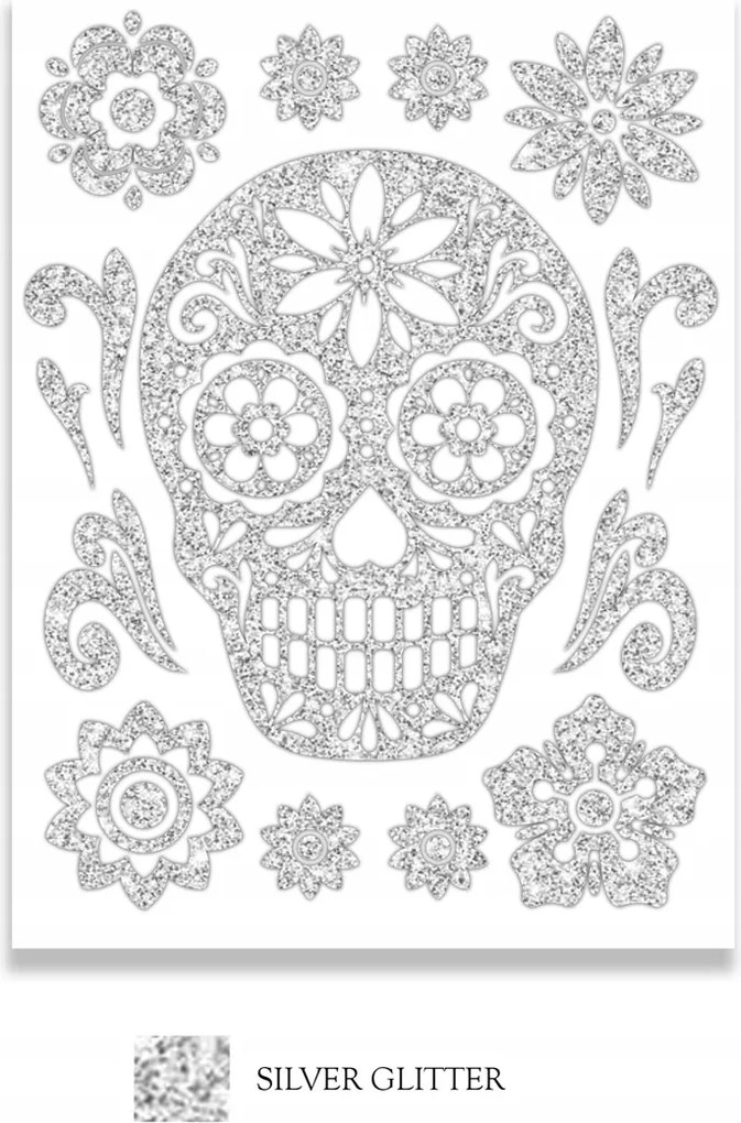 Csillogó matricák Koponya Sugarskull Halloween 1 op