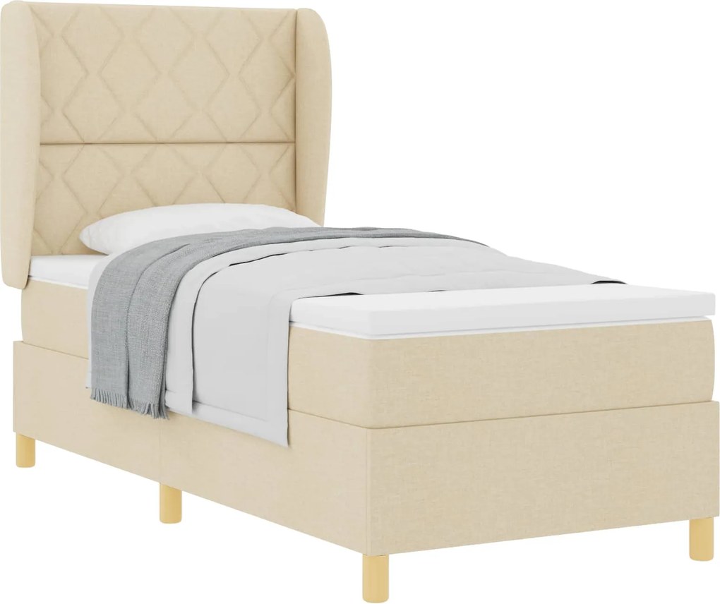 vidaXL Boxspring ágy matraccal Sötétszürke 90x190 cm Szövet Krém