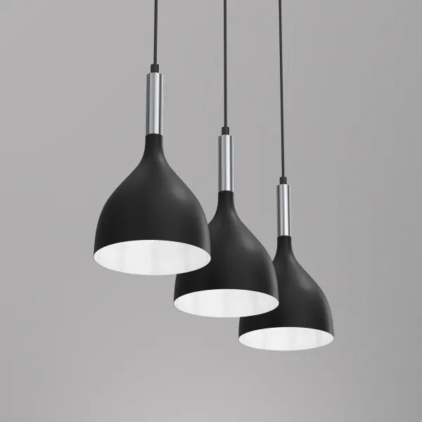 Csillár zsinóron NOAK 3xE27/15W/230V fekete/króm