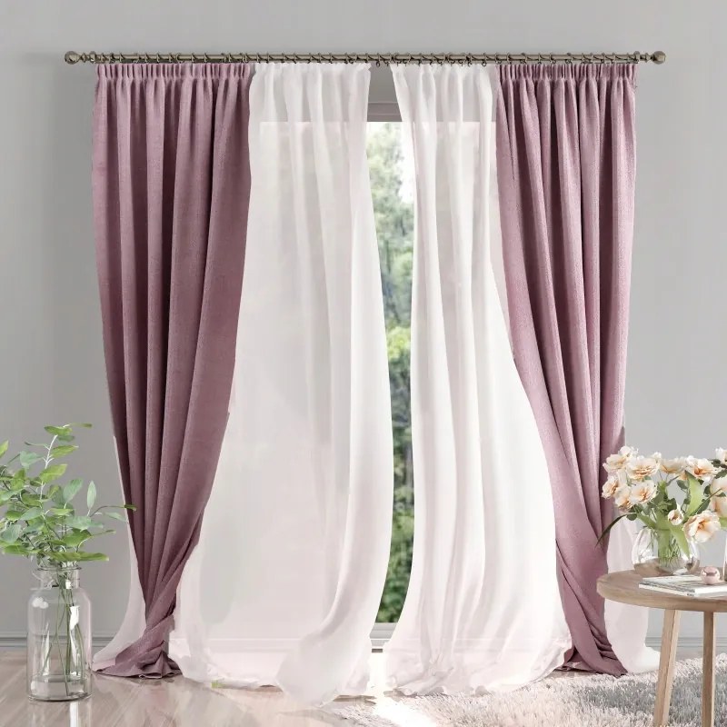 Modern szalagfüggöny velúr sötét rózsaszín 140x250cm Moradi