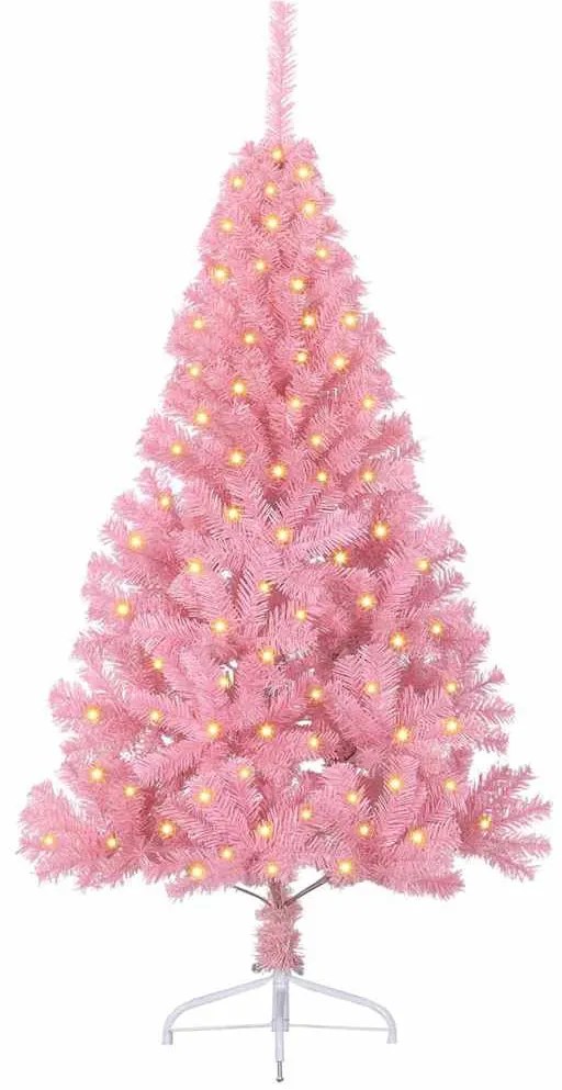 Mesterséges, előre világított karácsonyi fa Rózsaszín 150 cm