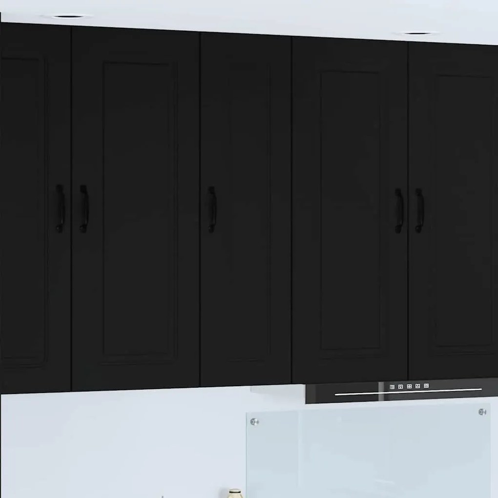 Fali konyhaszekrény polcokkal Fekete 30 x 31 x 100 cm Faanyag