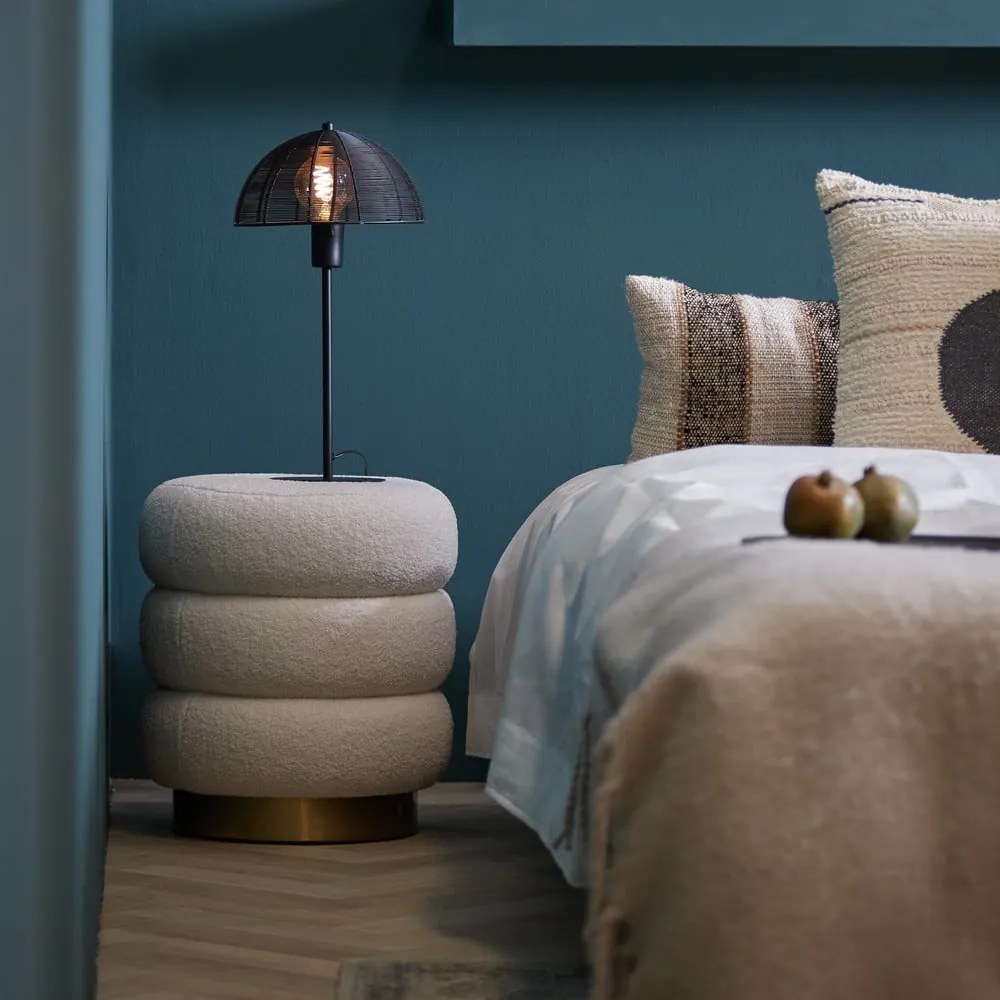 Fehér buklé puff Kimi – Light & Living