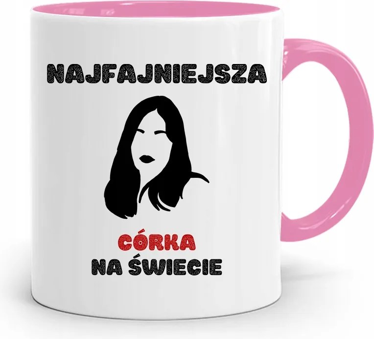 Rózsaszín Bögre Ajándék Lányának Legmenőbb Lánya fényképes nyomattal