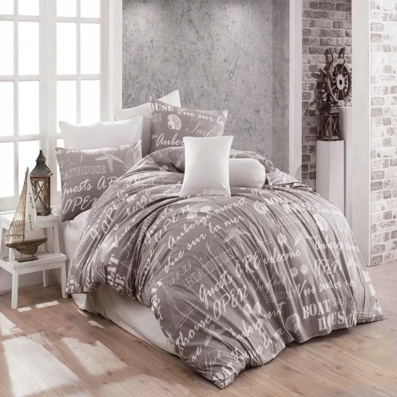 Pamut ágyneműhuzat Boat Hnede 220x200 cm