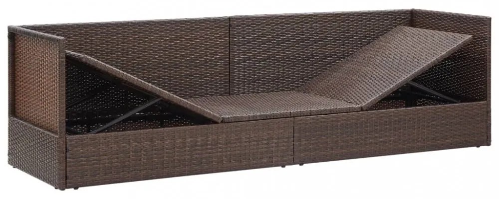 barna polyrattan kerti ágy hát- és ülőpárnákkal