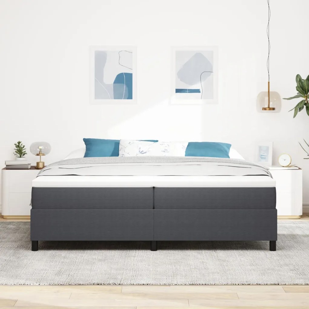 Boxspring Ágy Sötétszürke 200x200 cm Kordbársony