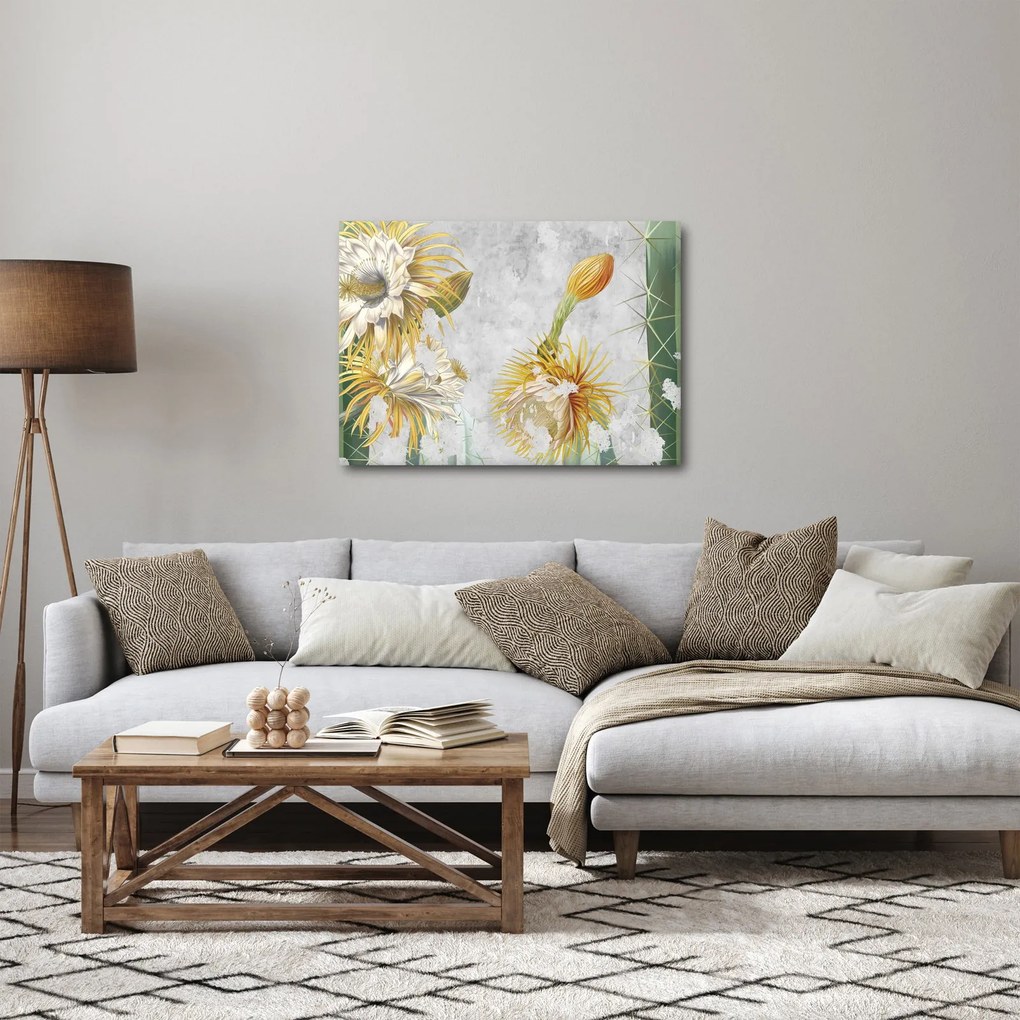 Kép - virágzó kaktuszok, vintage (70x50 cm)