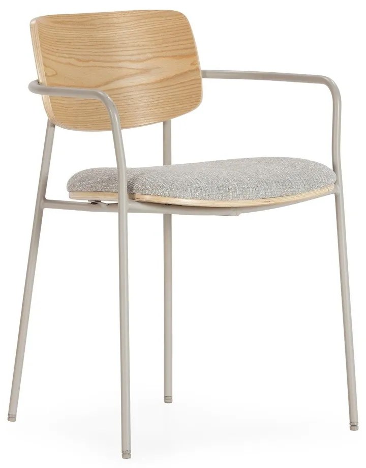 Világosszürke-natúr színű kárpitozott karfás étkezőfotel szett Nour – MOME