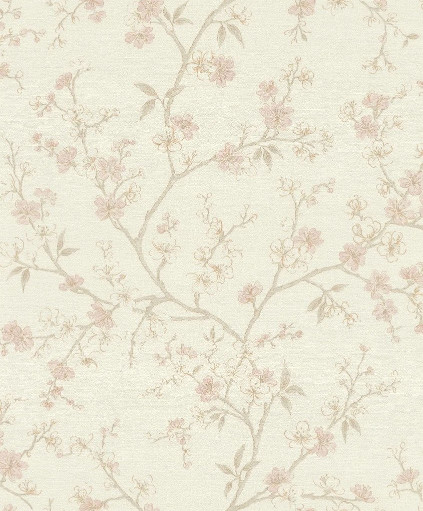 Vinyl tapéta flize virágok rózsaszín szövet 456745 Rasch