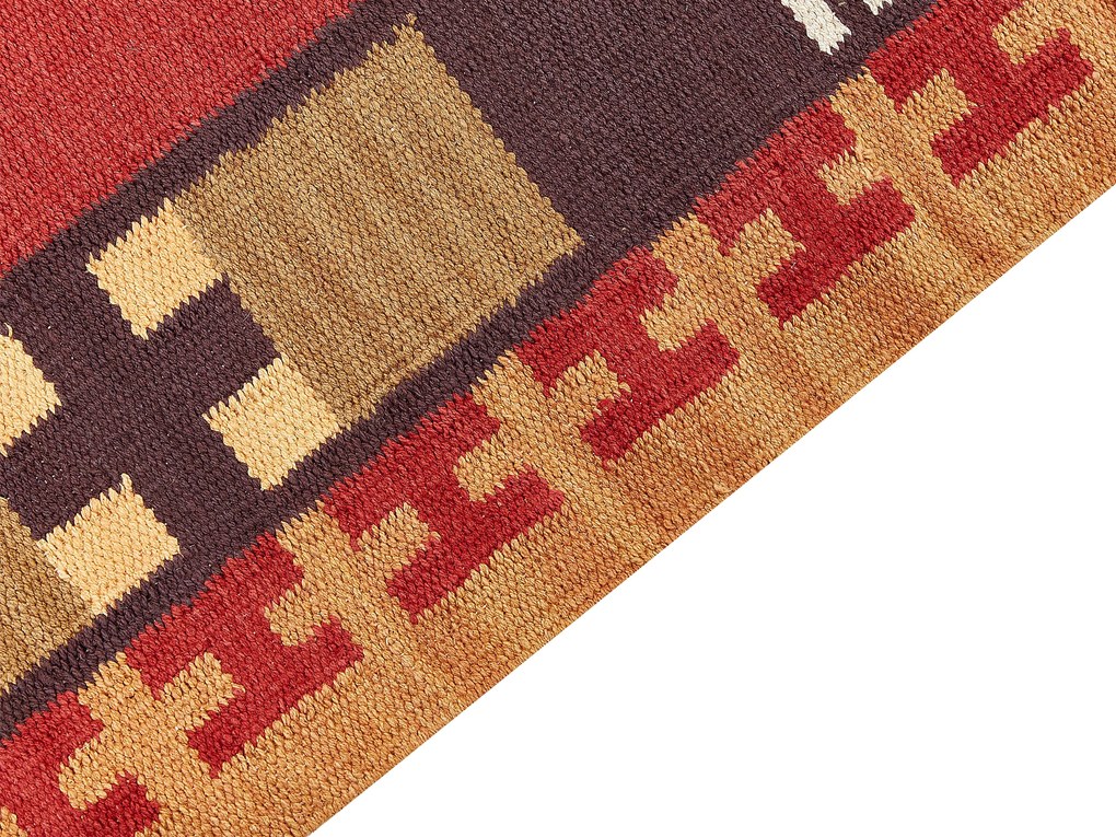 Színes kilim gyapjúszőnyeg 160 x 230 cm PARAKAR Beliani