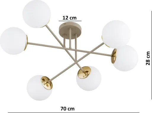 Brilagi - Felületre szerelt csillár MILO 6xE27/60W/230V bézs/arany