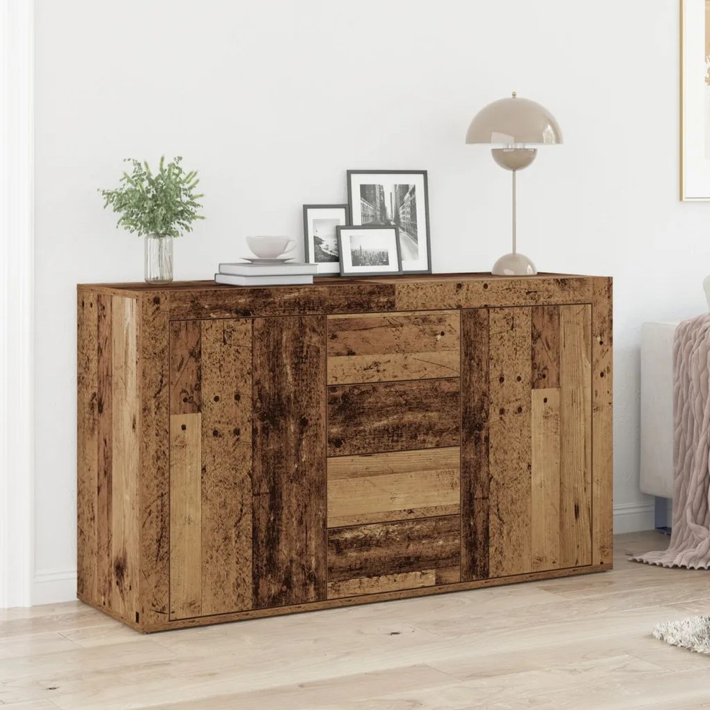 Oldalszekrény Régi fa Tömör újrahasznosított fa 120 x 36 x 69 cm