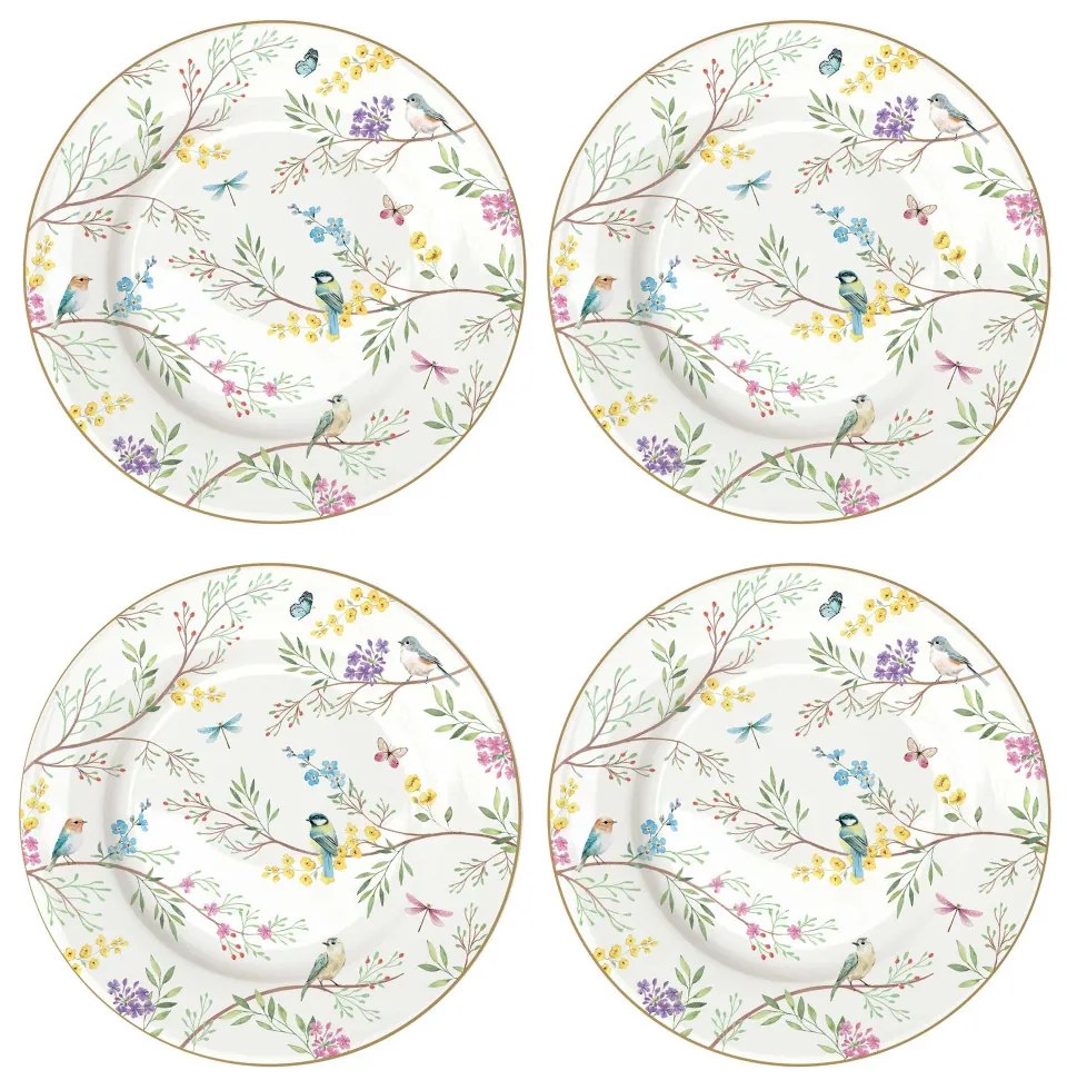 Birds Melody porcelán 4db-os desszerttányér szett 19cm díszdobozban