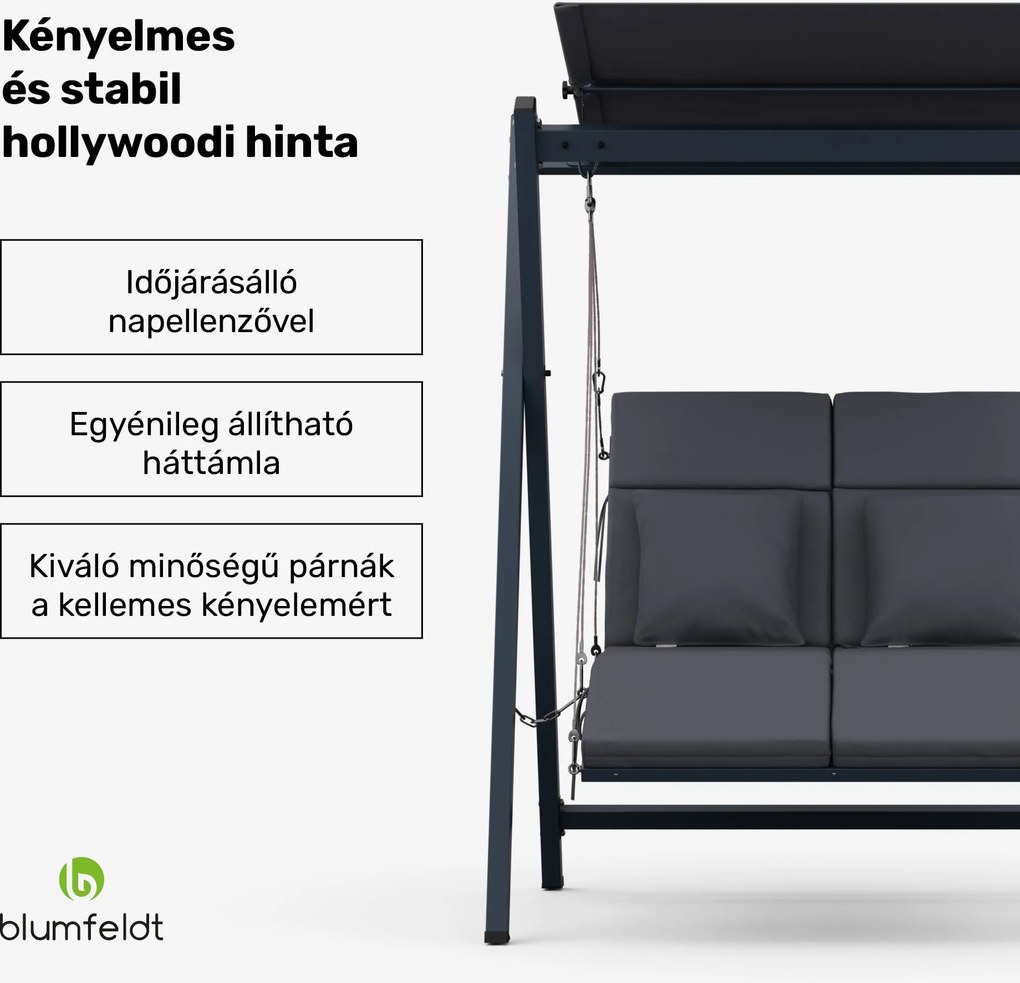 Blumfeldt FlexiSwing, hollywoodi hinta, 2 üléses, állítható háttámla, napellenző, időjárásálló