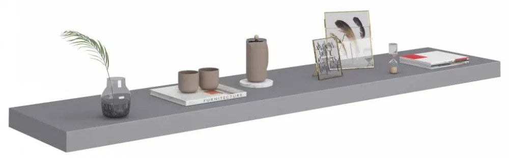 Szürke MDF lebegő fali polc 120 x 23,5 x 3,8 cm