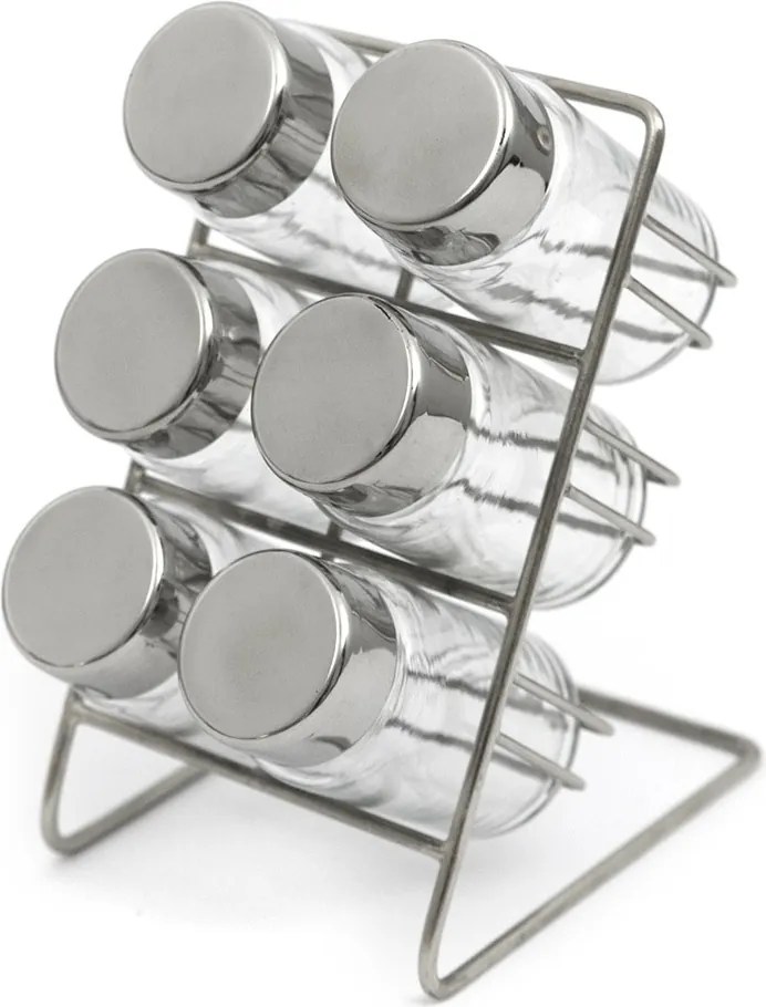 Fűszertartó Szett 7DB-OS, Állvánnyal, Ezüst