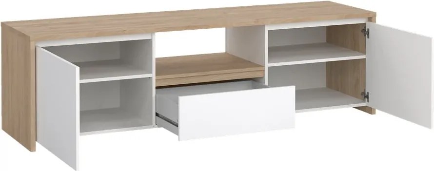 Fehér-natúr színű TV-állvány tölgyfa dekorral 179x52x48 cm Next – Tvilum