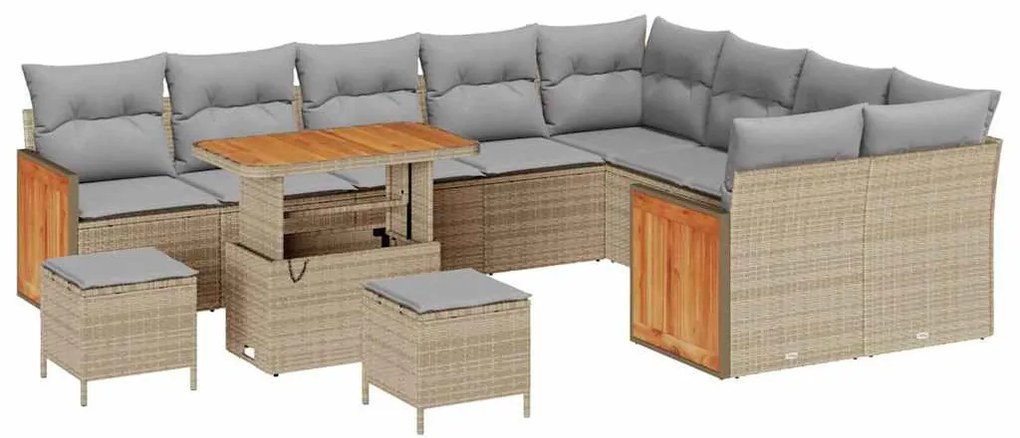 Kerti Kanapé Szett 12 pcs Bézs 90 x 55 x 71 cm polirattan