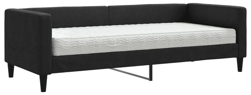 fekete szövet kanapéágy matraccal 80 x 200 cm