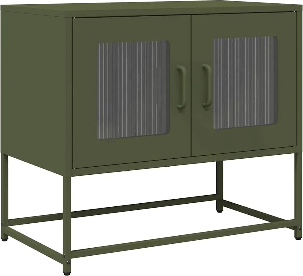 vidaXL olívazöld hidegen hengerelt acél TV-szekrény 68x39x60,5 cm