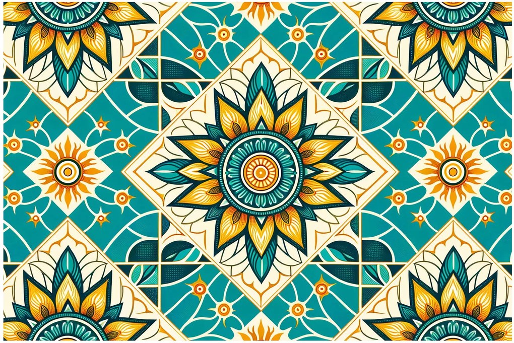 Kép - Türkiz minta (90x60 cm)