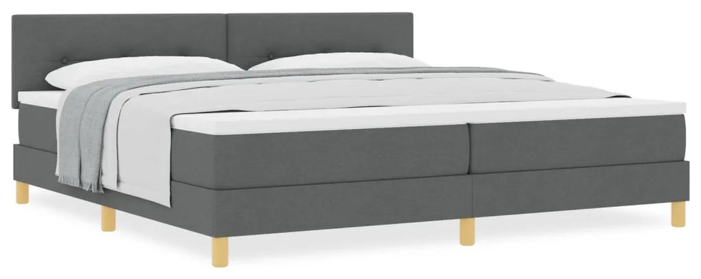 Box Spring Ágy Matraccal Sötétszürke 200x200 cm Szövet