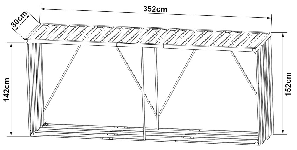 Tűzifatároló Kalmar 352x80x152cm antracitszürke [casa.pro]