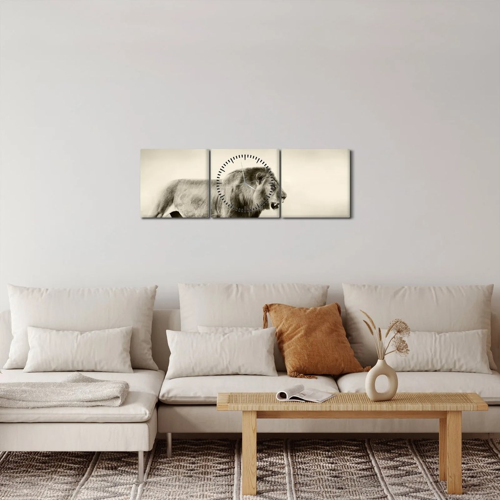 Kép - Az éhes oroszlán (órával) (90x30 cm)