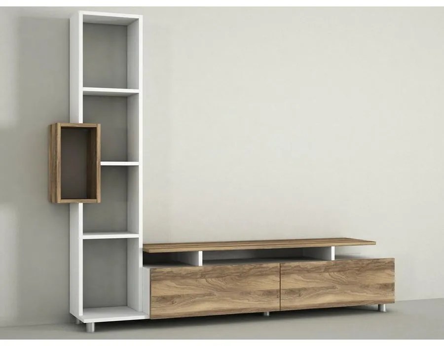 TV szekrény Tulip - White, Walnut