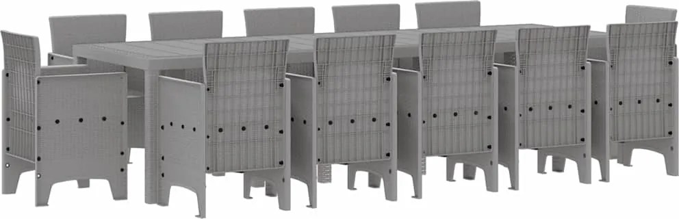 vidaXL Kert étkező szett 13 pcs Világosszürke Poli rattan