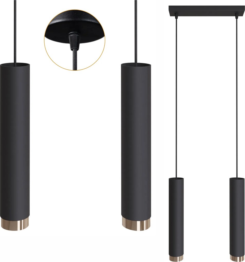 Mennyezeti Lámpa Függeszték Led Cső állítható 115 cm Cső Túlnyúlás Spot Fém