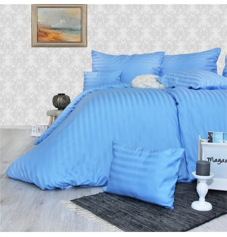 EMI kék damaszt ágyneműhuzat, A standard egyszemélyes ágy szett tartalma: 1x 140x200 + 1x 70x90
