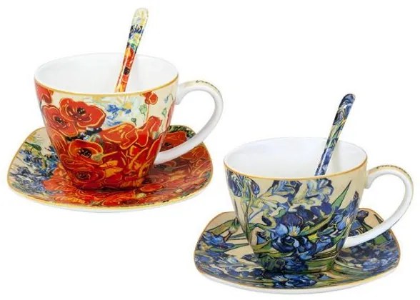 Porcelán csésze szett kanállal Van Gogh Íriszek és Pipacsok