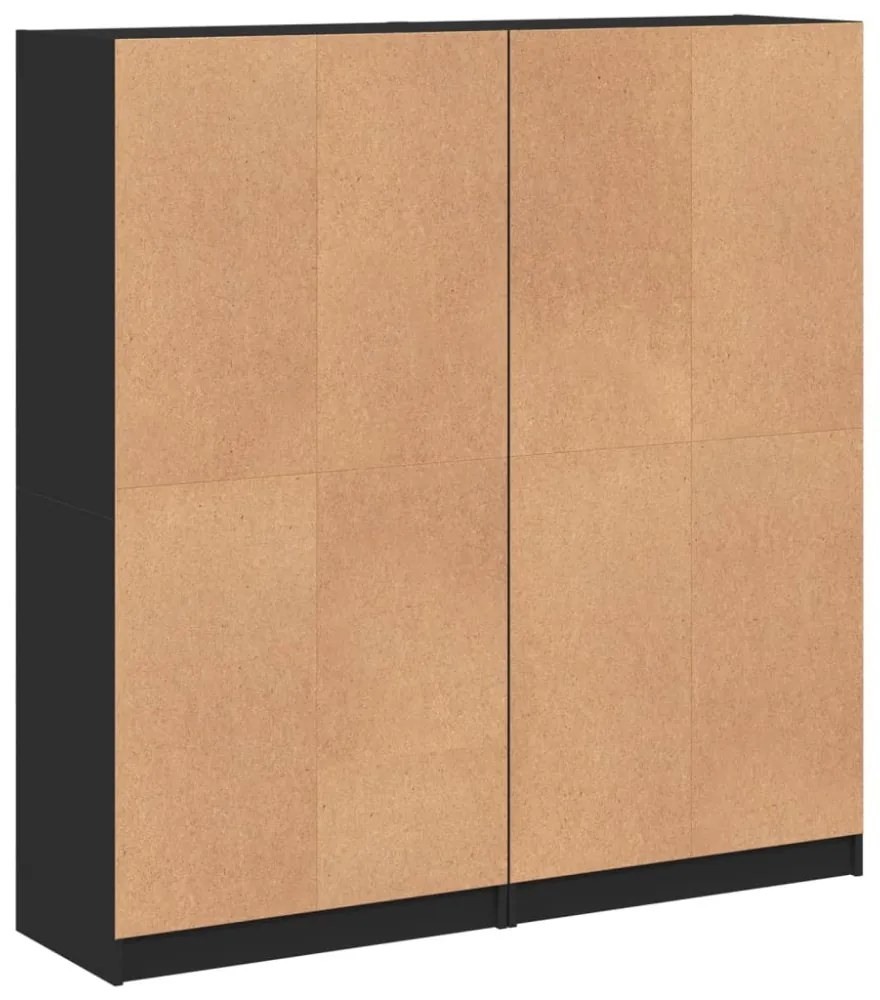 fekete szerelt fa könyvespolc ajtóval 136 x 37 x 142 cm