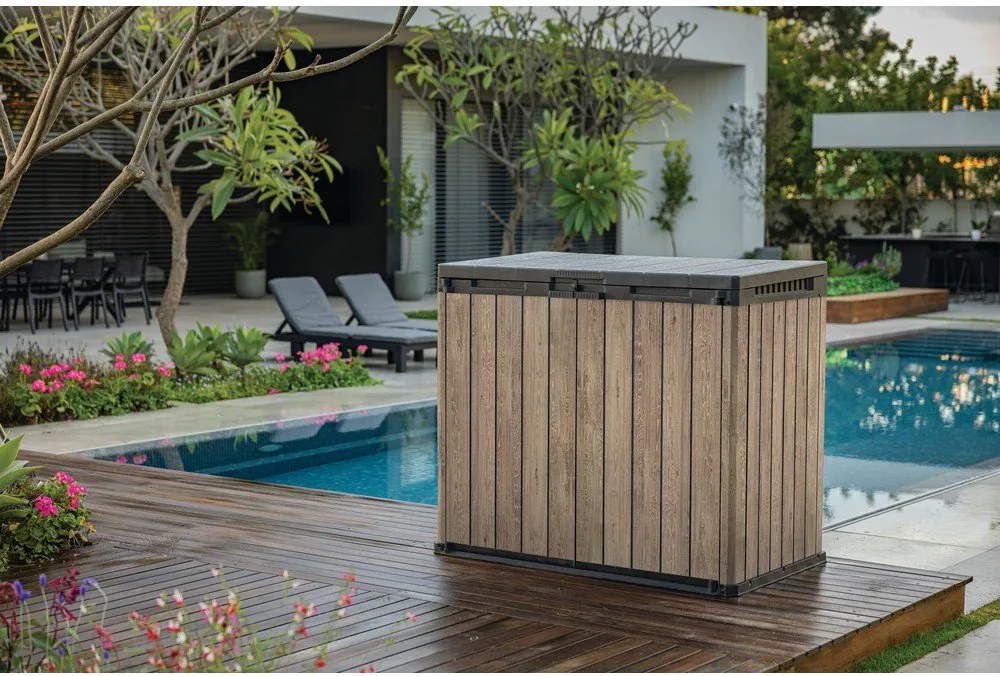 Barna műanyag kerti tárolódoboz Deco – Keter