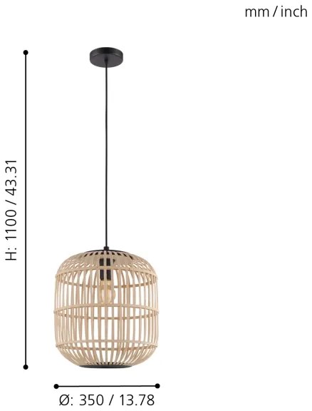 Eglo 43216 - Csillár zsinóron BORDESLEY 1xE27/28W/230V