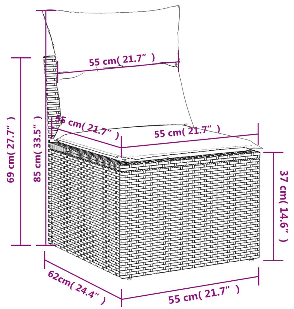 6 részes szürke polyrattan kerti ülőgarnitúra párnával