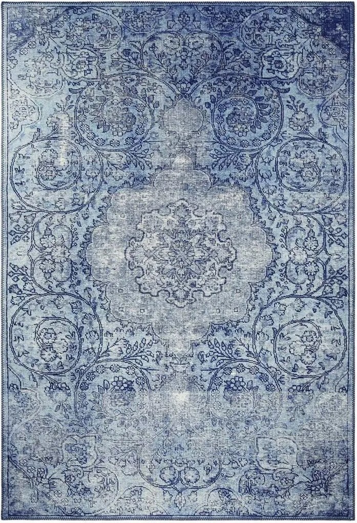 Keleti szőnyeg nappaliba 160x230cm, kék-krém lapos