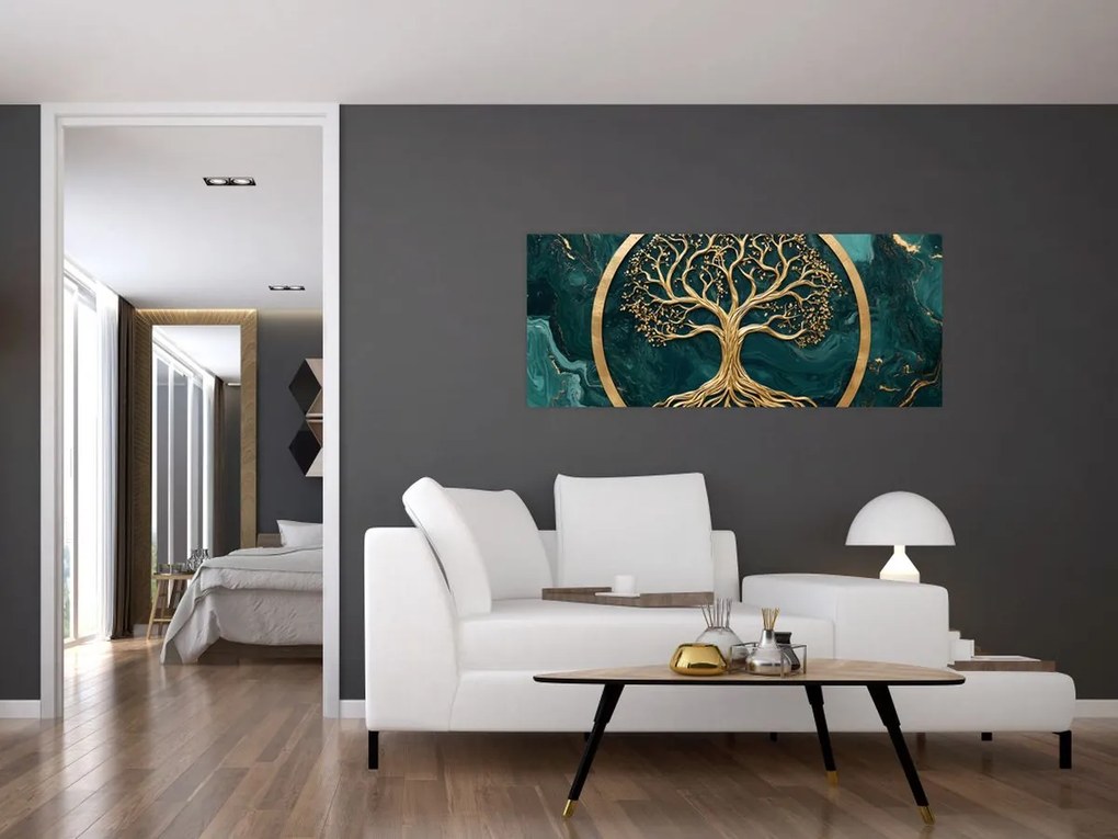 Kép – Márványban lévő arany életfa (120x50 cm)