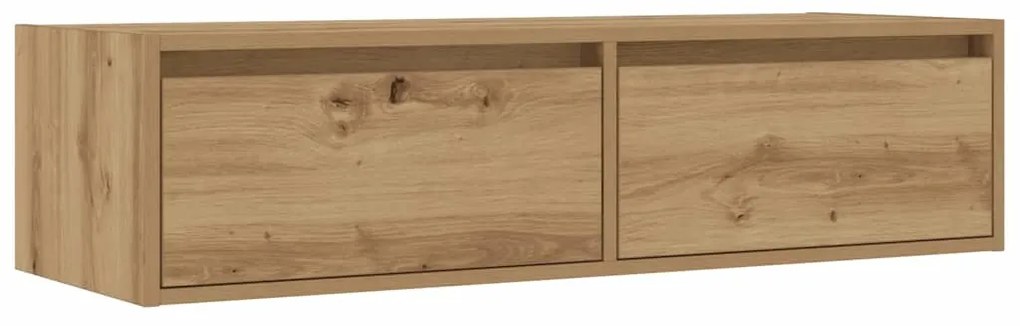 kézműves tölgy színű TV-szekrény LED-lámpákkal 100X35,5x25 cm