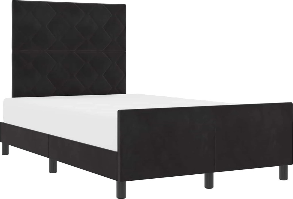 vidaXL Boxrugós ágy fejtámlával Fekete 120 x 190 cm Bársony