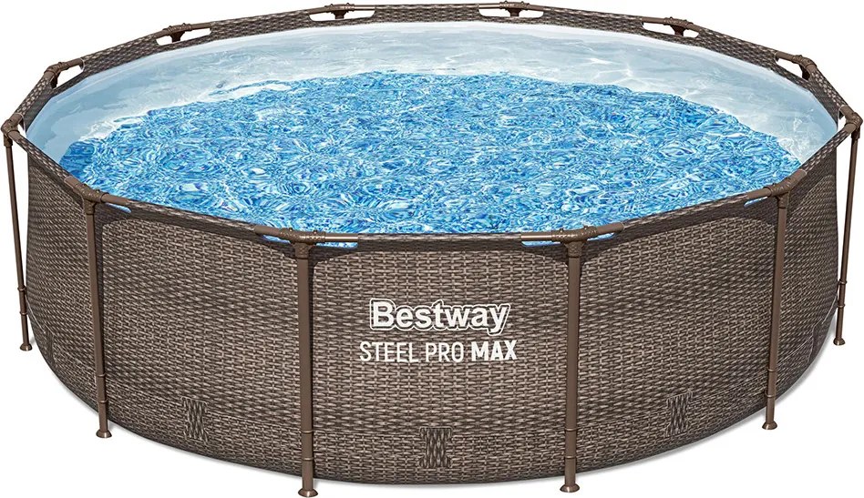 Bestway MYKONOS LUX rattan hatású fémvázas medence szett homokszűrős vízforgatóval 366 x 100 cm